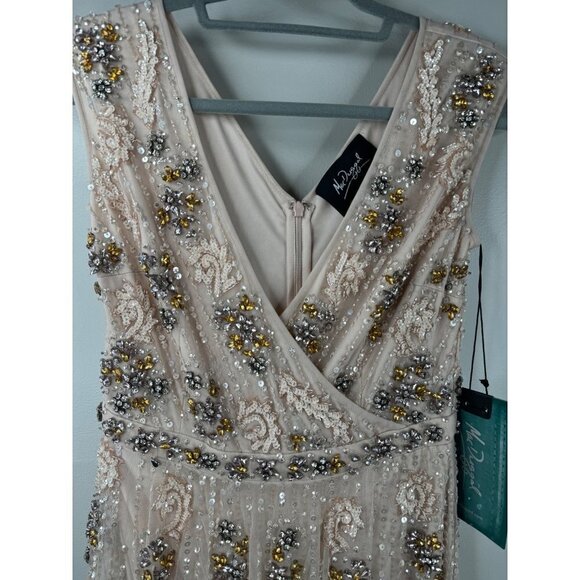 MAC DUGGAL 93575 Embellished Blush Wrap Over Sleeves A Line Gown Dress Size 2 - Picture 14 of 15